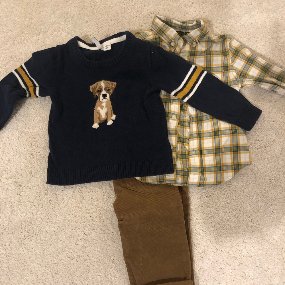 Janie and Jack Navy and Brown Kids Matching Set